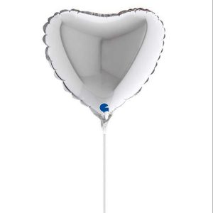 10″ Mini Shape μπαλόνι Ασημί Καρδιά