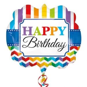 26″ Μπαλόνι για γενέθλια Happy Birthday με ρίγες