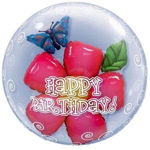 24″ Μπαλόνι Bubble λουλούδι “Happy Birthday”