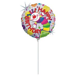 9″ Mini Shape Μπαλόνι Clown ‘Happy Birthday’