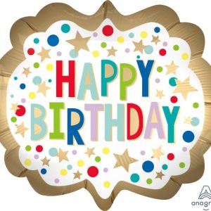 25″ Μπαλόνι Happy Birthday Satin Marquee Dots