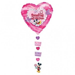 Μπαλόνι Καρδιά Mickey ‘Sending love’ με κρεμαστά κοπτικά